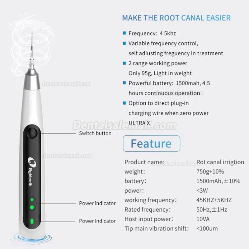 Eighteeth Ultra-X Endo Activator Cordless Ultrasonic Irrigator With 6Pcs Needle Tips